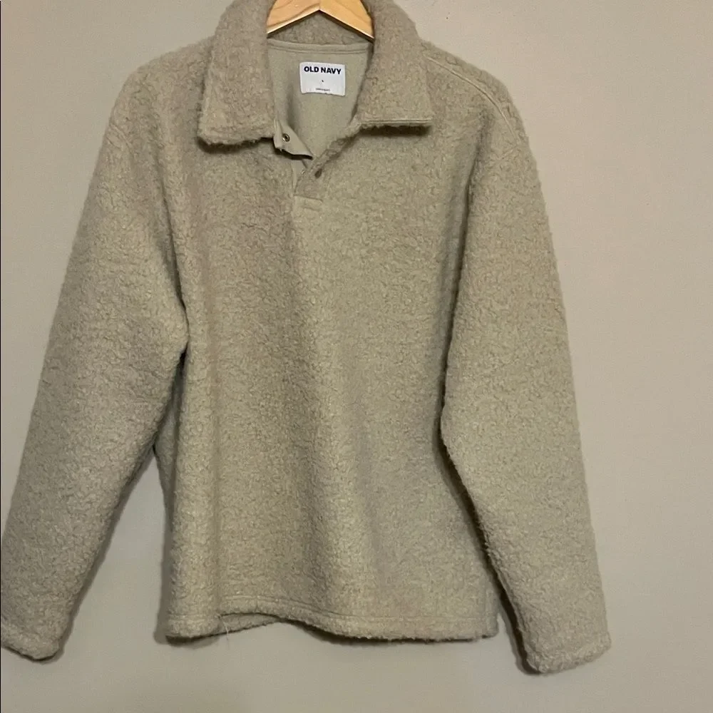 Old Navy Beige Fleece Teddy Sweater - Picture 1 of 10
